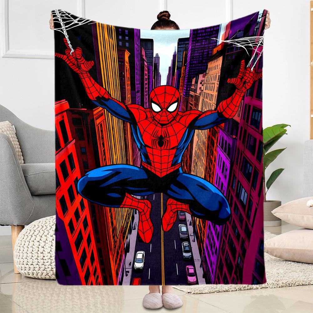 1pc Spider-Man City blanket Soft and Warm for Sofa Office Camping Travel Livingroom Great Gift for Friends and Family Comfortable