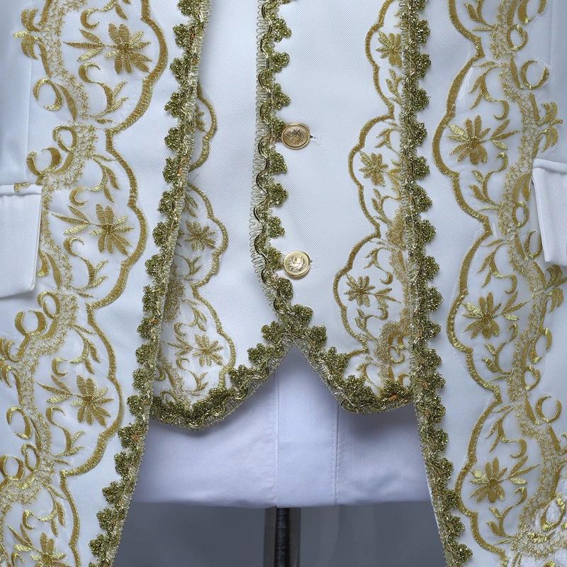 Винтажный придворный костюм мужской стоячий воротник вышитый сценический топ + брюки комплект