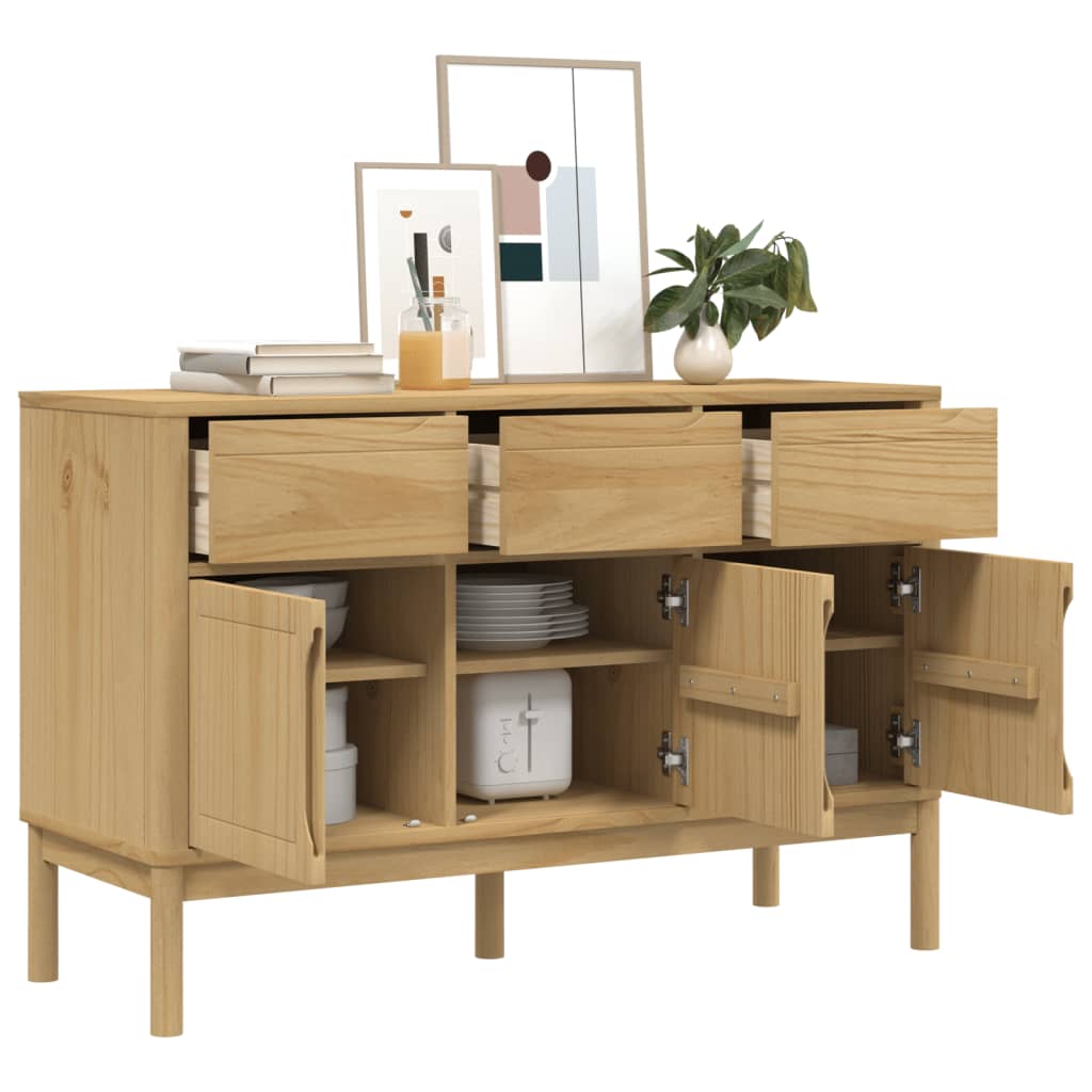 FLORO Sideboard Wax Brown 114 x 43 x 74 cm Solid Pine Wood