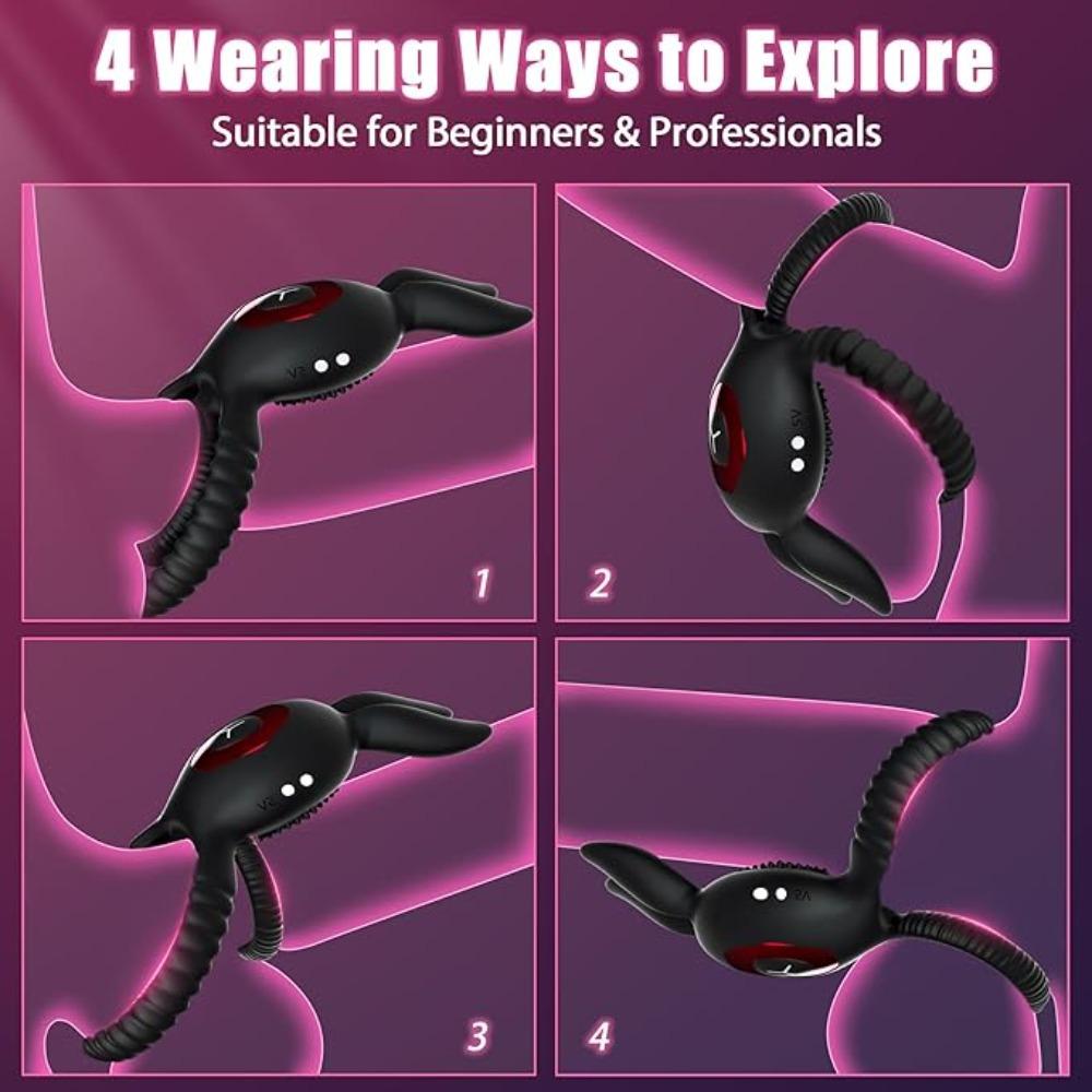 Мужской вибратор-кольцо для пениса, 10 вибрирующих кроличьих ушей Мужской вибратор, клиторальный массажер точки G Вибратор для пары Кольцо для пениса Эротические товары