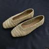 Версия из коровьей кожи~ нишевые ретро рафия удобные мягкие легкие с открытым верхом плетеные полые на плоской подошве универсальные одинарные туфли туфли бабушки женские