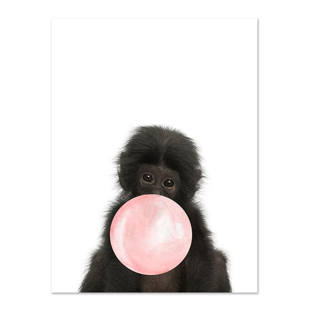 Розовый пузырь слон Жираф плакат с принтом животных детская настенная живопись на холсте детская картина скандинавская детская комната украшения