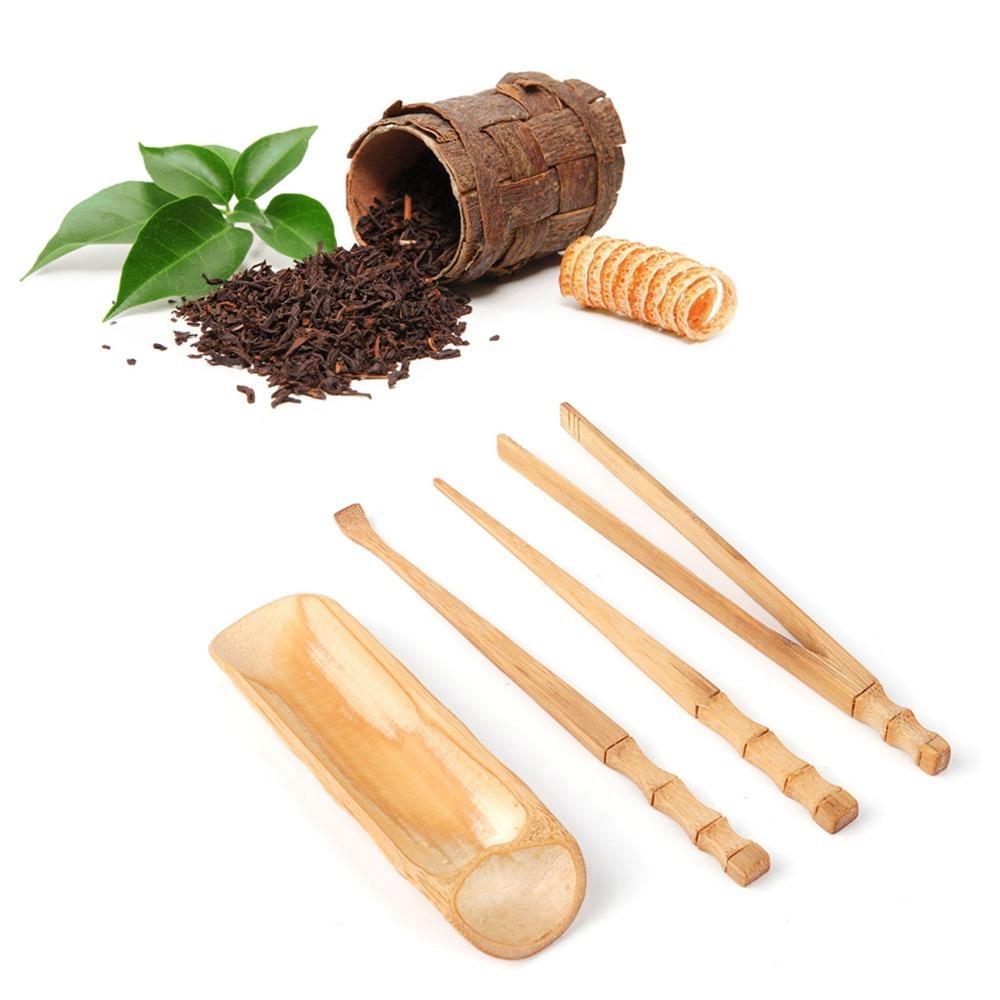 4PCS Set Tea Scoop Chinese Tea Set Bamboo Tea Ceremony Tools Bamboo Tea Set Tea Ceremony