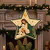 DIY Festive Craft Kit Christian Faux Pearl Art Christmas Tree Topper Kit, Faith Nativity Holiday Handcrafted Ornament Decoration, Handmade Beaded Star