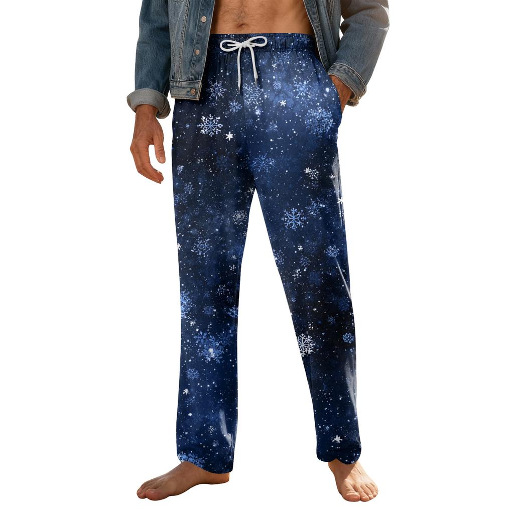 Мужские домашние мягкие пижамные штаны со шнурком и карманами, повседневные спортивные штаны