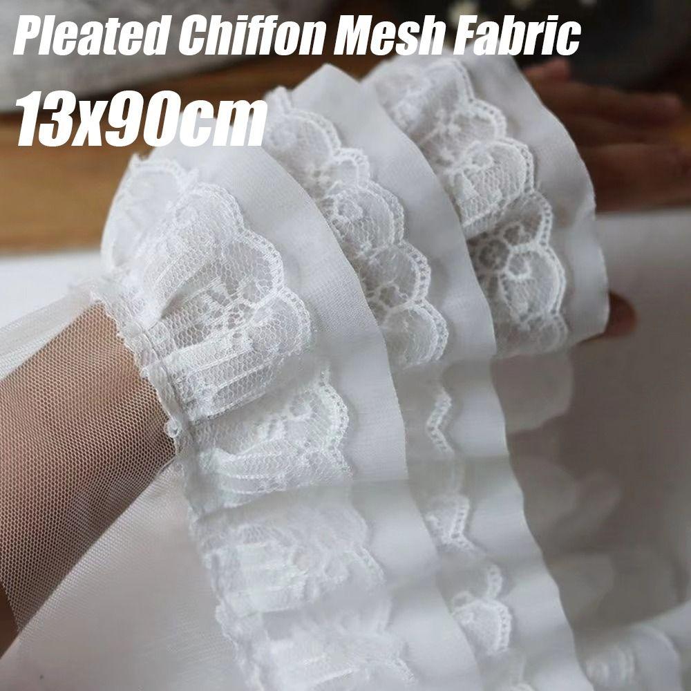Трехслойная шифоновая сетчатая ткань шириной 13 см, кружевная ткань из тюля, для самостоятельного пошива платьев, одежды, воротников, для шитья и декора