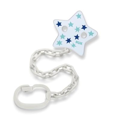Пустышка NUK Blue Star Пластиковая с клипсой для держателя OCNK10256508, Звездообразная Защита от падения для младенцев,