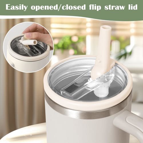 Set of 2 Flip Straw Lids for Stanley Quenchers - Leak-Proof, Reusable Lids for 30 oz Tumblers (White)