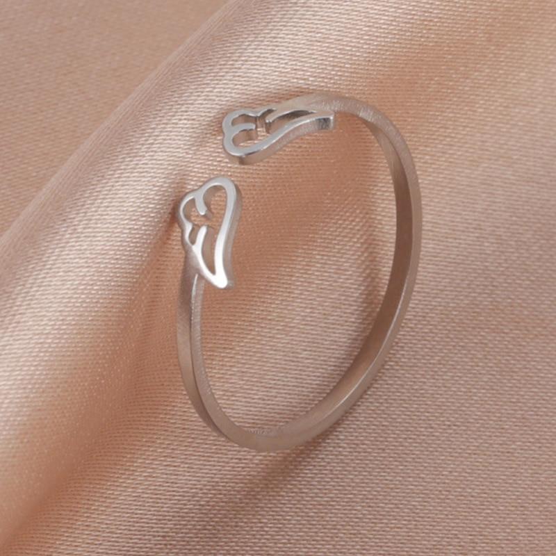 Couple Rings Adjustable Angel Wings Ring Stainless Steel Cute For Women Fashion Jewelry Wedding Gifts