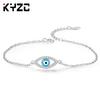 Креативный браслет в европейском и североамериканском стиле с регулируемыми голубыми глазами и инкрустированной бриллиантами бронзой и цирконием