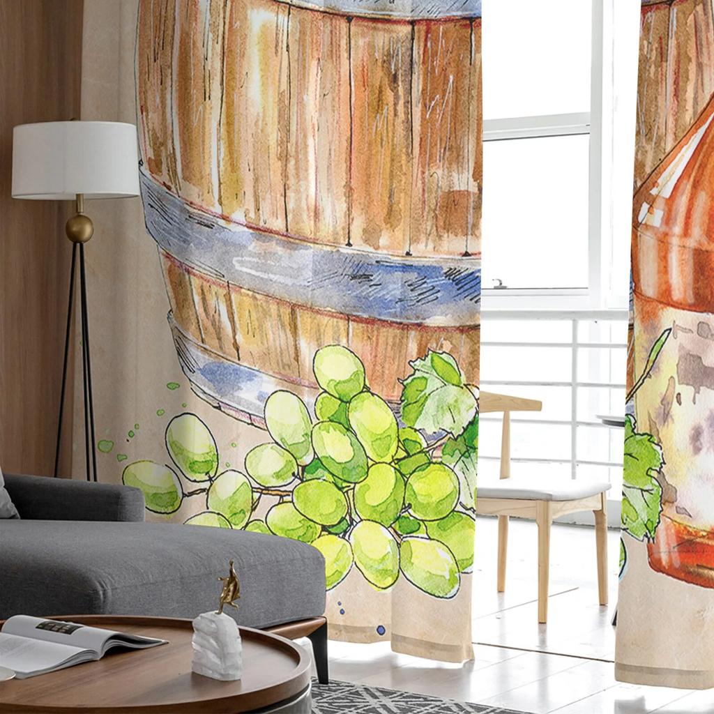 Осенняя винная бочка Ретро Тюлевые шторы для гостиной Прозрачная занавеска для спальни Рождественские жалюзи Вуаль Шторы