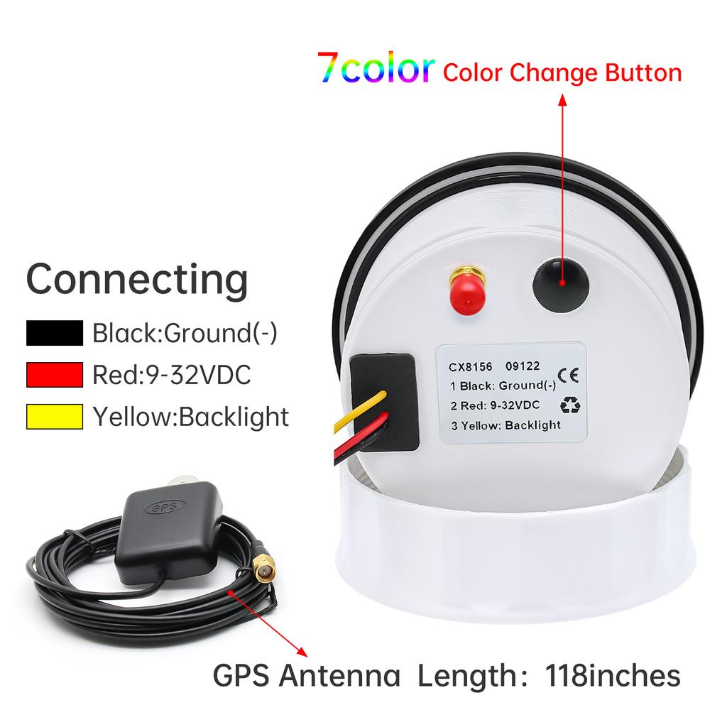 30/60/80/120/200 км/ч 7 цветов подсветки 85 мм GPS спидометр с GPS антенной мотоцикл лодка автомобиль грузовик измеритель скорости