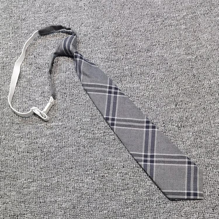 Free Jk Tie Plaid Brown Gray Vintage Student Pullover Rubber Band College Ins Japanese Tr Uniform Tie