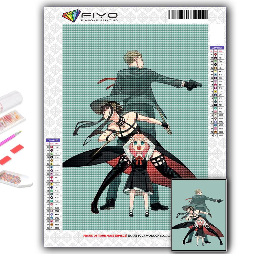5D Diy Алмазная картина Аниме Плакат Шпионская семья Вышивка крестиком Полный Алмазная вышивка Мозаика