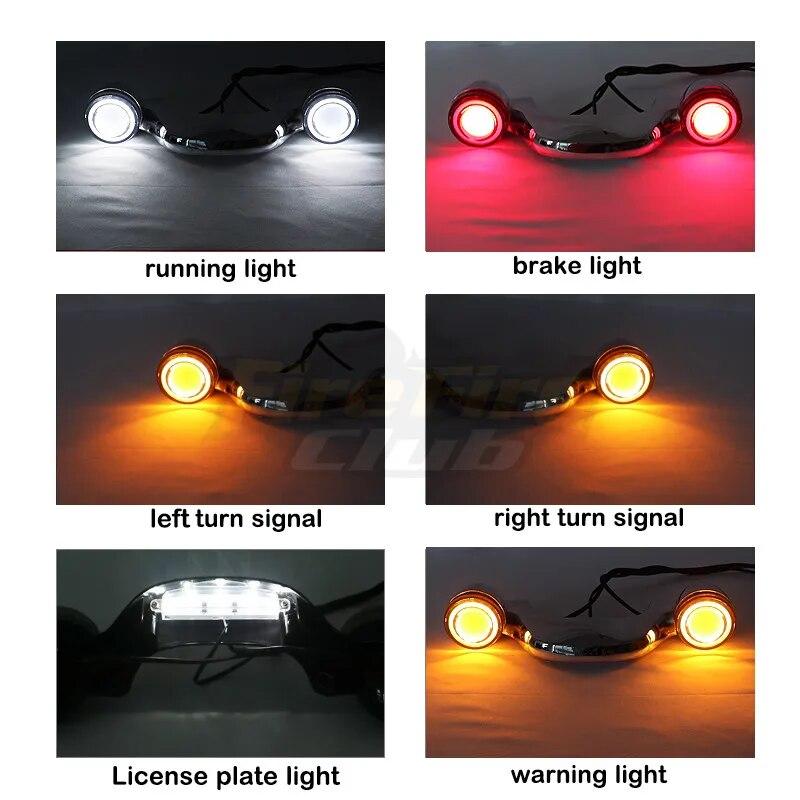 Motorcycle Chrome LED Rear Turn Signal Brake Light Bar Lamp For Harley Touring Road Street Glide Road King Special 2010-