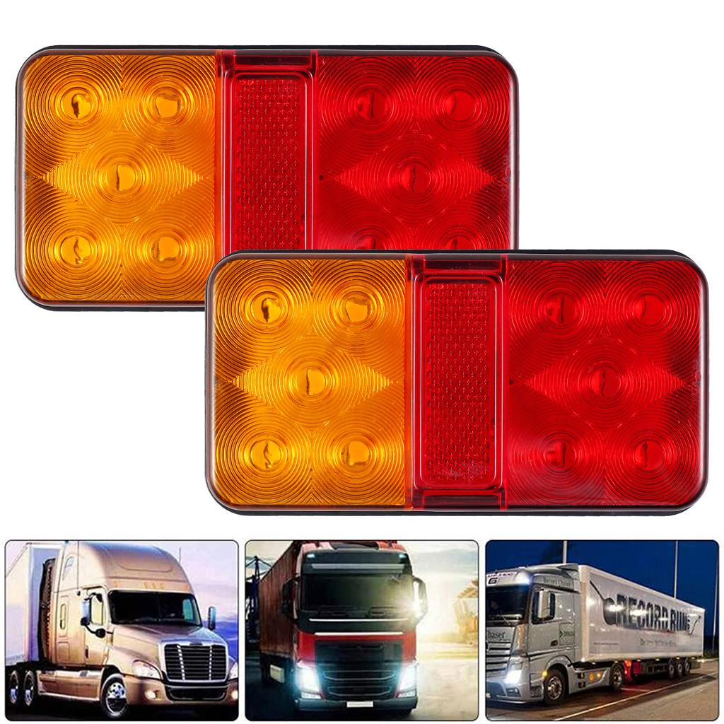 2Pcs LED Tail Lights Trailer Lights 10 LED Waterproof 12V Rear Stop Brake Turn Tail Lights Indicator Stop Light Marker Light New