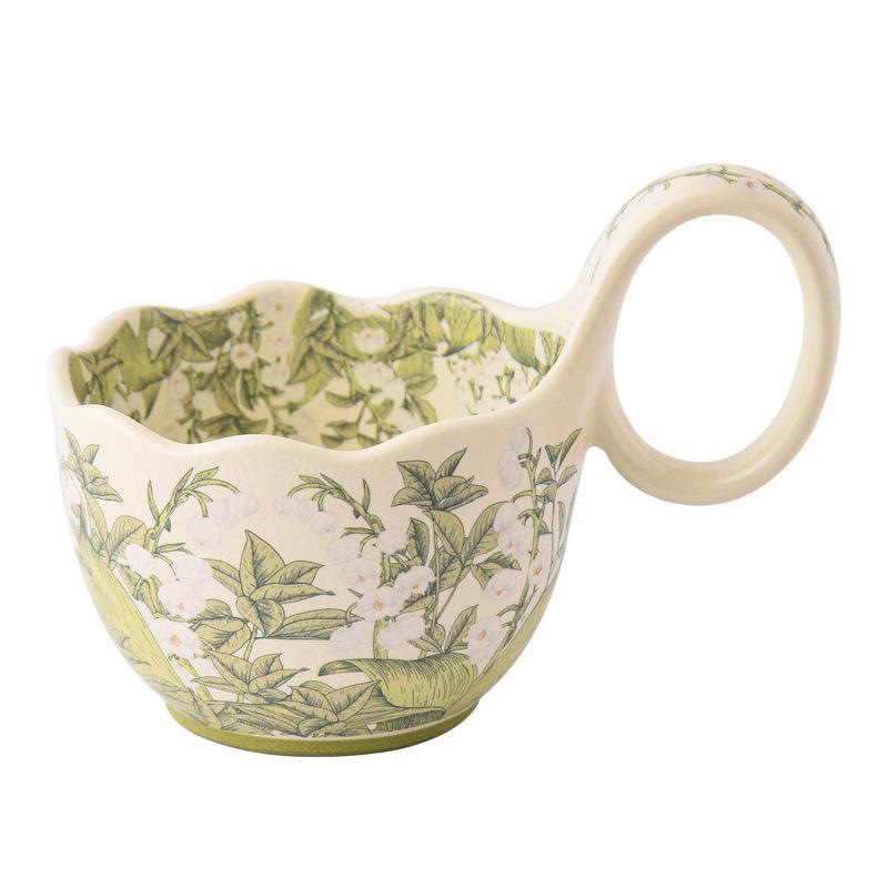 Керамическая кружка Чашка с аккордом с ложкой Чашка для завтрака Овсяная миска Подогретое молоко Цветение ландыша Кофейная чашка Тарелка