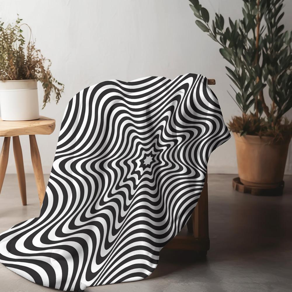 Psychedelic Optical Illusion Striped Blanket Abstract Wave Pattern Bedding Cool Teen Girl Gift Home Decor Fashion Throw Blanket
