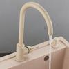 Oatmeal White Kitchen Swivel Faucet Stainless Steel Vegetable-Washing Basin Modern Minimalist Countertop Sink Hot-Cold Tap Large