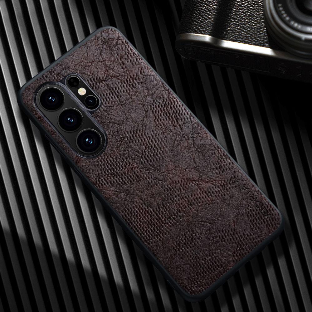 Case for Samsung Galaxy S26 Plus Ultra Edge pro Luxury Cracked Faux leather Phone cover for Samsung S26 Ultra case
