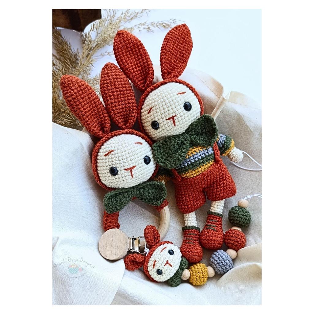Amigurumi Rabbit Toy - Teether And Pacifier Chain/strap