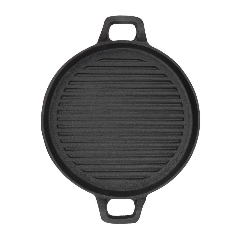 Ribbed Surface Grill Pan Round Flat Bottom Barbecue Pan Thickened Stovetop Griddle Barbecue Steak