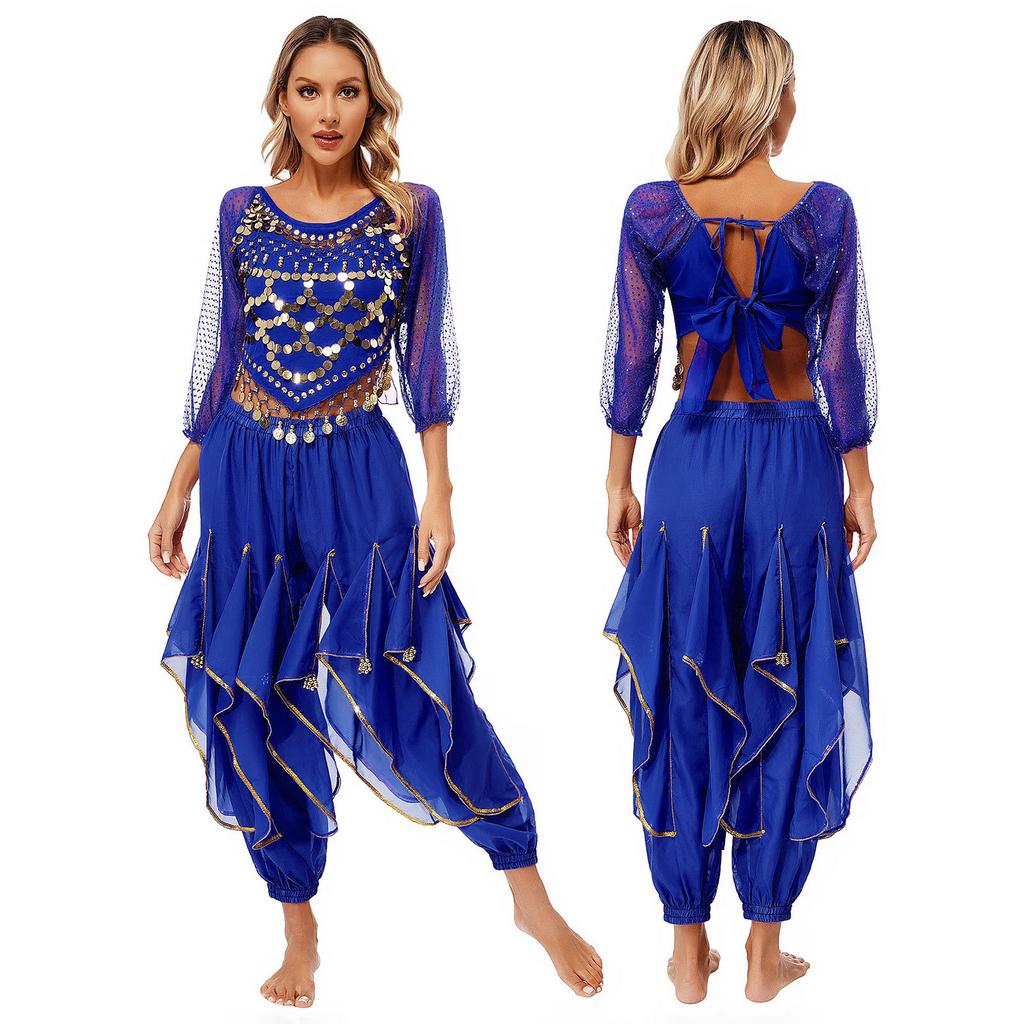 Женский комплект для танца живота, индийский Болливуд, арабская принцесса, танцевальная одежда, наряды для фестиваля, косплей, маскарад, вечерние, сценическое выступление