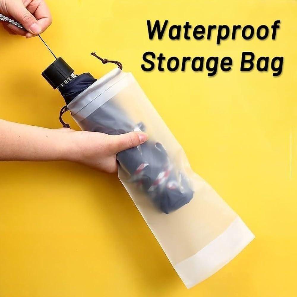 5 шт. Сумка для хранения зонта Водонепроницаемая Складная – Многоразовая, Полупрозрачная с кулиской, Чехол для мокрого зонта для путешествий