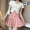 Женская плиссированная юбка с высокой талией в клетку А-силуэта короткая юбка весенний новый стиль в стиле колледжа маленькая