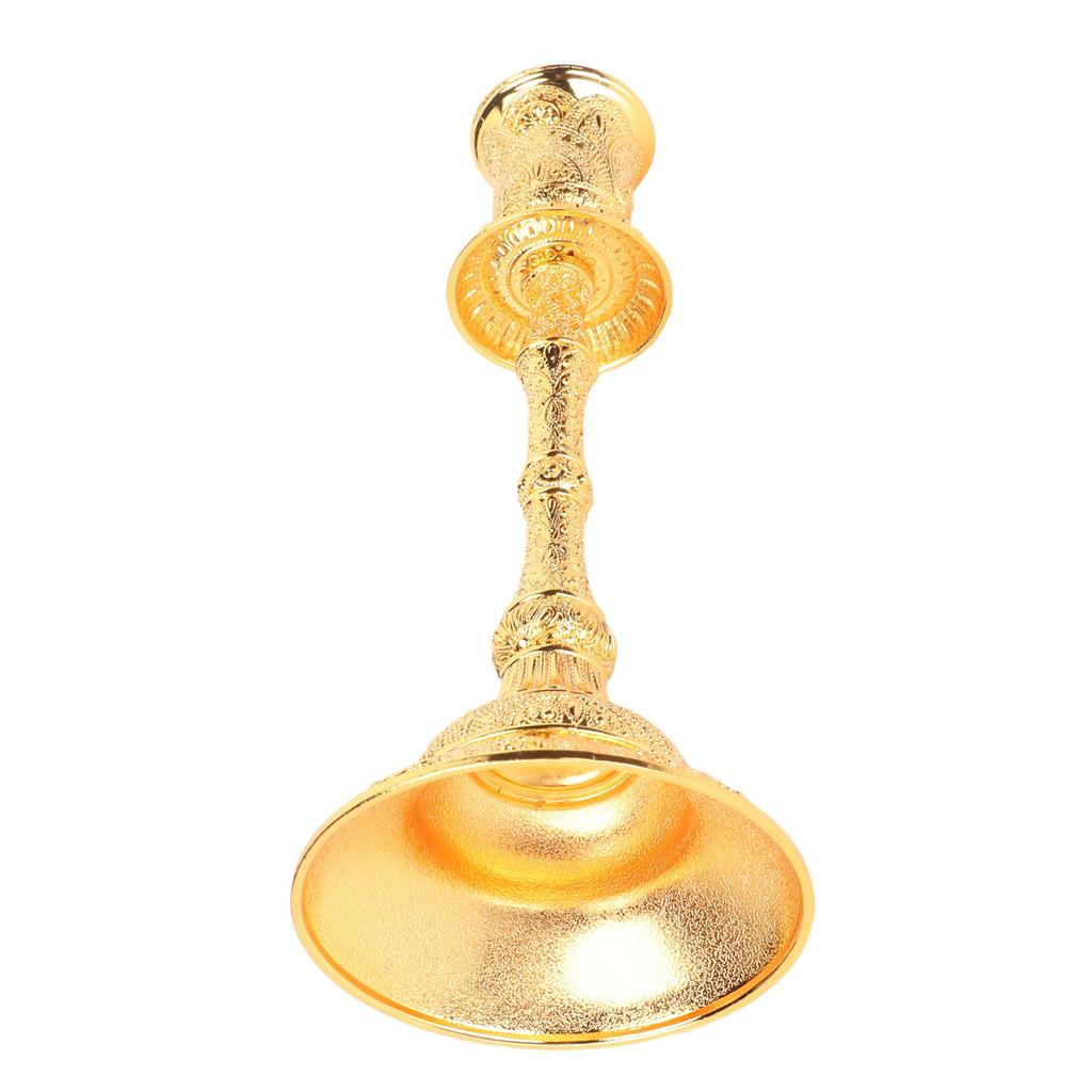 Gold Candlestick Holder Vintage Alloy Exquisite Carving Decor Metal Pillar Candlestick for Dining