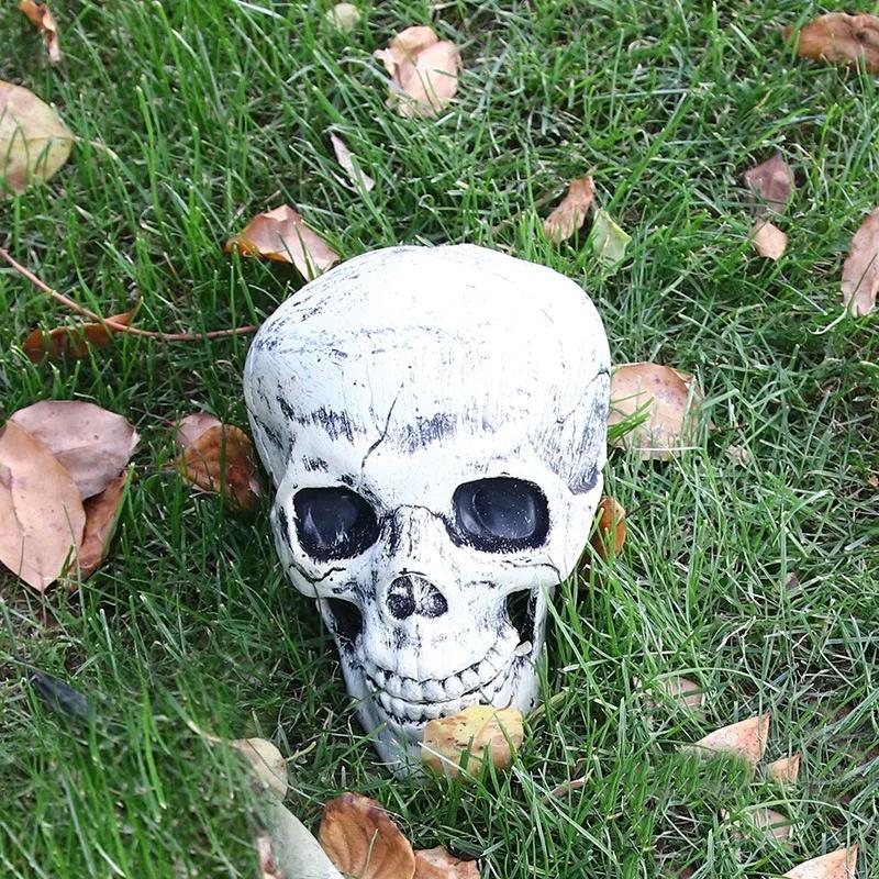 Realistic Skeleton Stakes with Crow and Red Eyes Zombie Hands and Skull Set for Graveyard Yard Lawn Garden Decoration