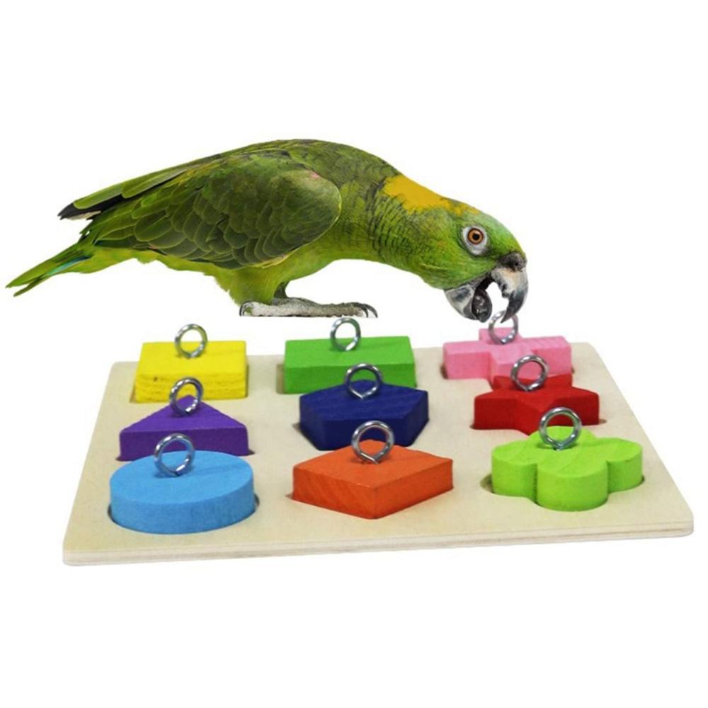 IQ Training Educational Interactive Intelligence Colorful Parrot Bird Toys Wooden Block Puzzles