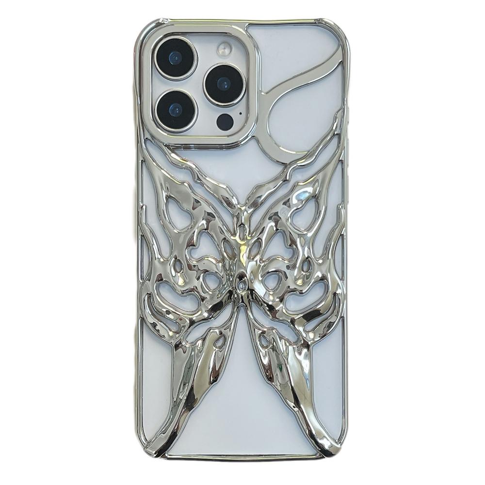 Чехол для iPhone 16 Pro Max, гальванизированный, с полым узором бабочки, креативный дизайн, чехол-бампер из ТПУ