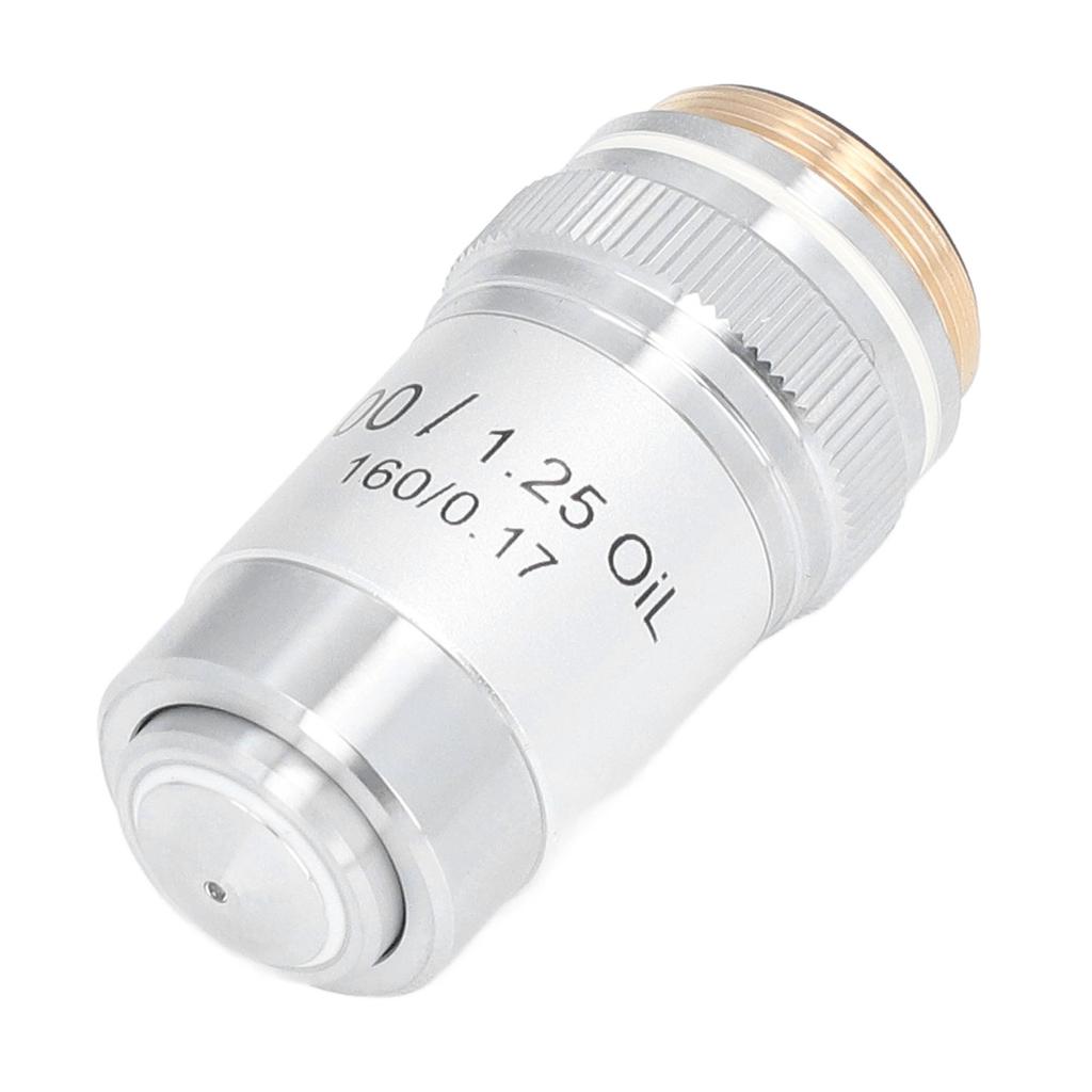 Ахроматический объектив, латунный, хромированный, 100X, интерфейс линзы микроскопа высокой мощности, 20,2 мм