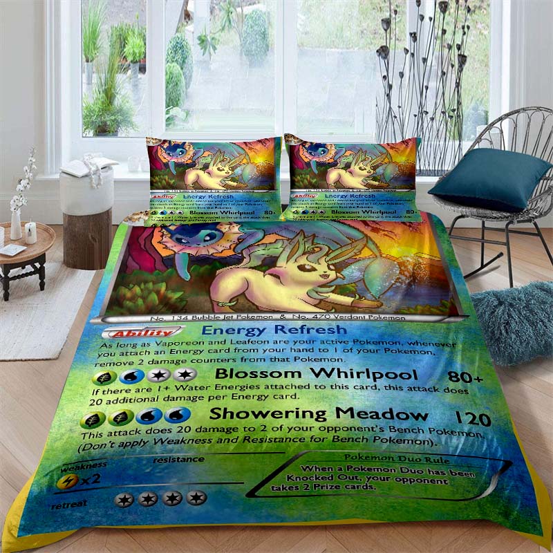 Pokémon Charizard Print 3-Piece Bedding Set — 10 Sizes Available — King-Size Pillowcases, Adult Bedspread, Bedroom Bedding Set