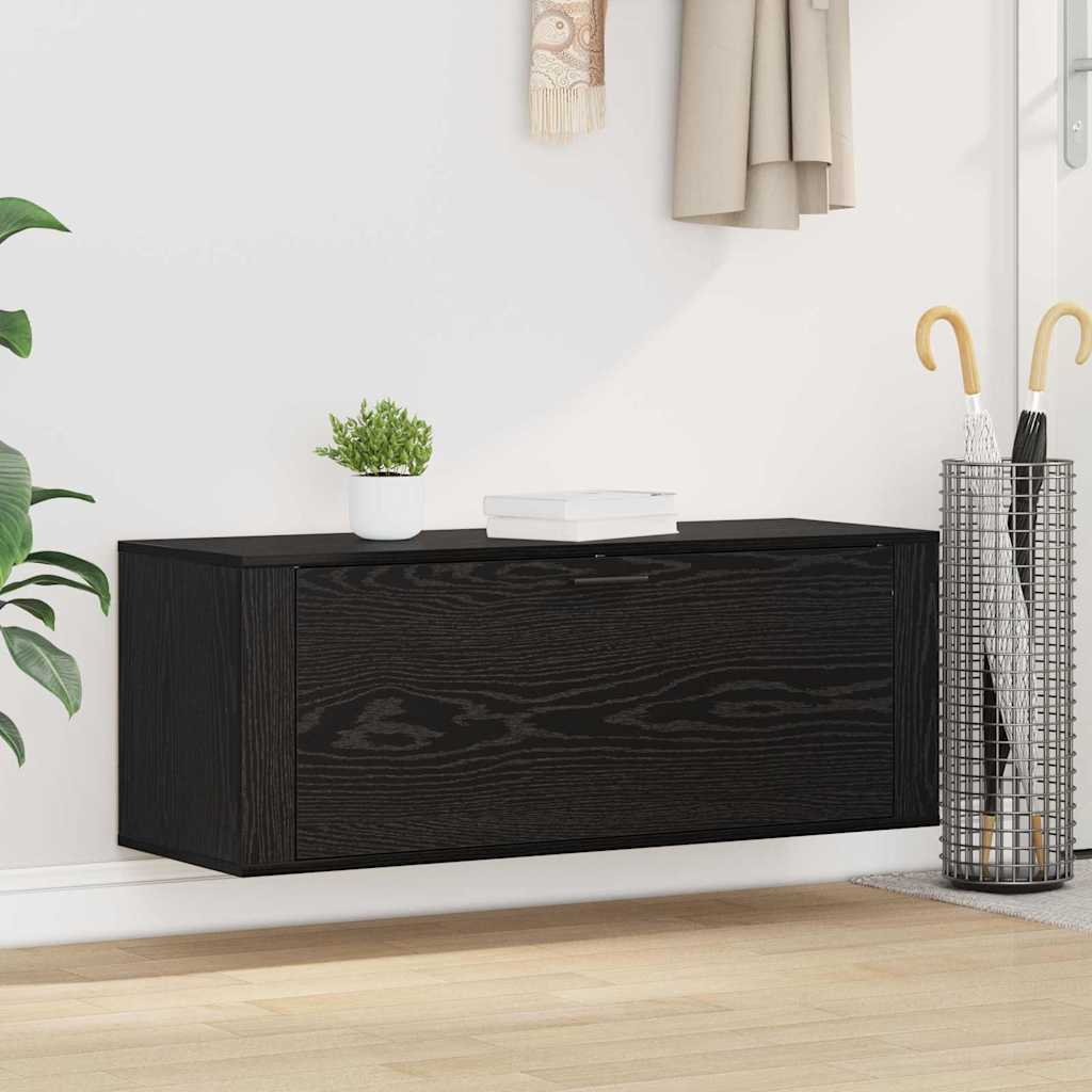 Shoe Cabinet with Shelf Black Oak Effect 100 x 35 x 38 cm
