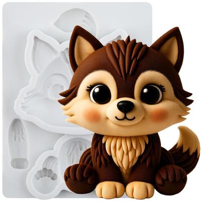 Силиконовая форма Волк Лесное животное Формы для мастики Инструменты для украшения торта Топпер для кекса Конфета Смола Глина Шоколад Паста гампа