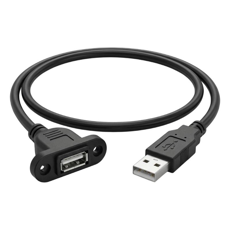 USB 2.0 Удлинительный кабель Папа-Мама с Полной Изоляцией и Креплением на Панель Винтом для Промышленного Настольного Компьютера 30/50/100/150/200 см