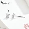 bamoer Tiny Ear Stud for Girl Genuine 925 Sterling Silver Clear CZ Flower Stud Earrings Easy Office Lady Week Jewelry SCE648