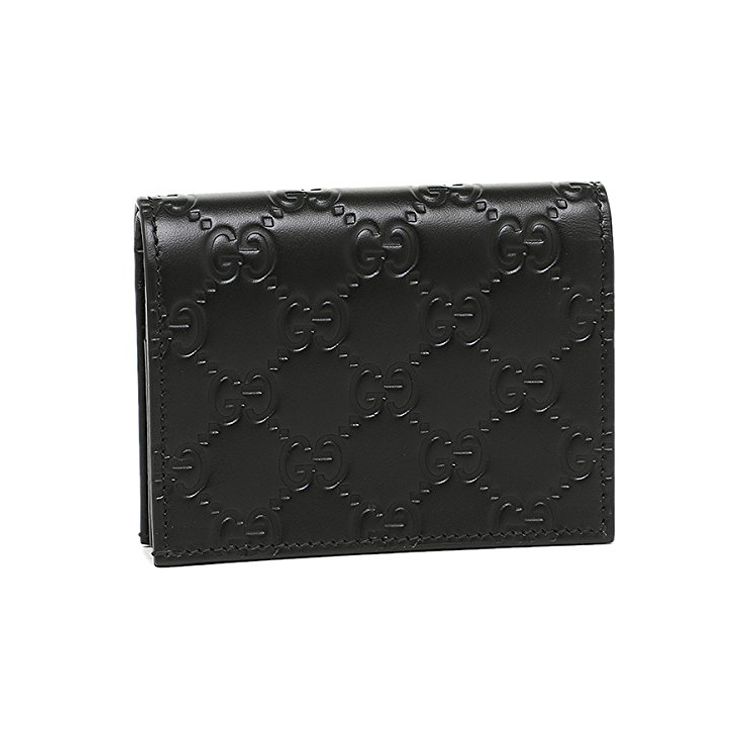 Gucci Signature Embossed Logo Short Flap Leather Card Holder Wallet Women wallet Black 406924-CWC1G-1000