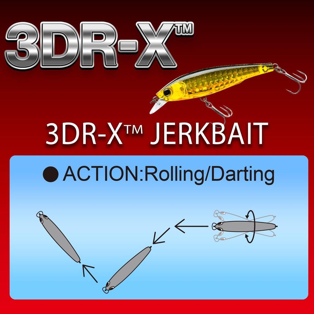 YO-ZURI 3DR-X Jerkbait Floating Fishing Lure 80mm 9g Sunset Shad Bass Fishing Bait with 3D Prism Scale