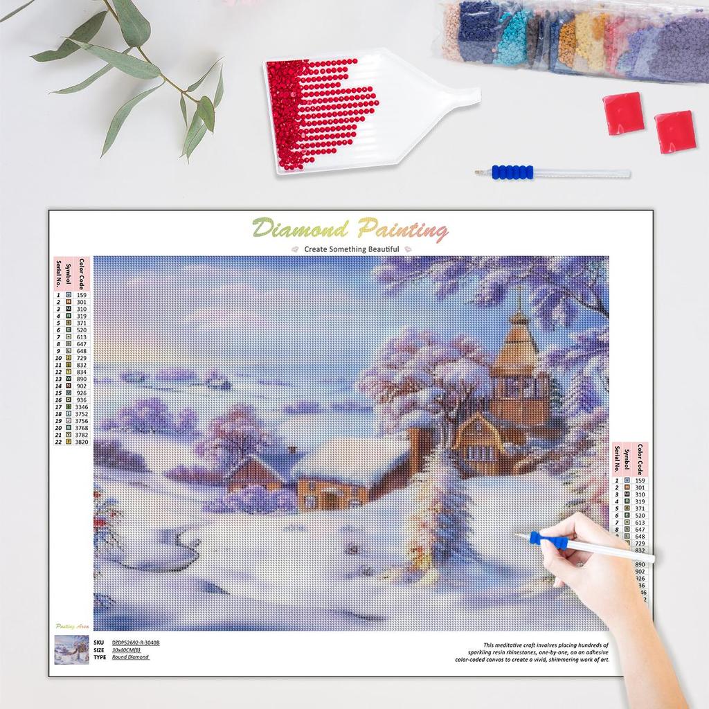 5D алмазная живопись зимний пейзаж Алмазная мозаика вышивка снег горный хрусталь картины стены 30x40 см/12x16 дюймов