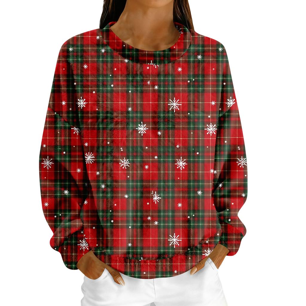 Women's Fleece Hoodie Long-Sleeve Round  Neck Casual Comfortable Loose-Fit Lightweight Women's Hoodie