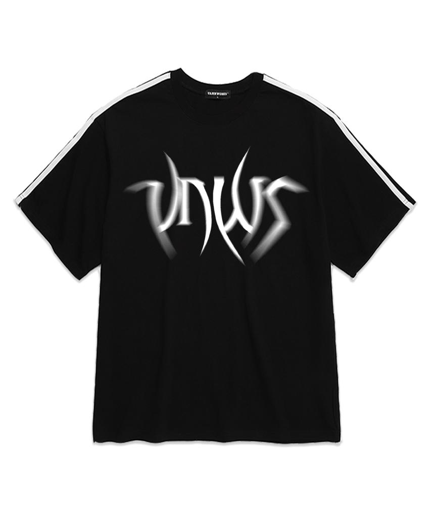 VANNWORKS Sleeve Tape Pointed Blur Logo Oversized Short Sleeve T-Shirt (Vs0064) Black