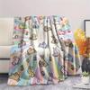 1Pc Cute Cartoon Print Flannel Blanket, High quality Comfortable for All Seasons, Home Decor, Warmth and Comfort, Perfect for Christmas Gifts W51