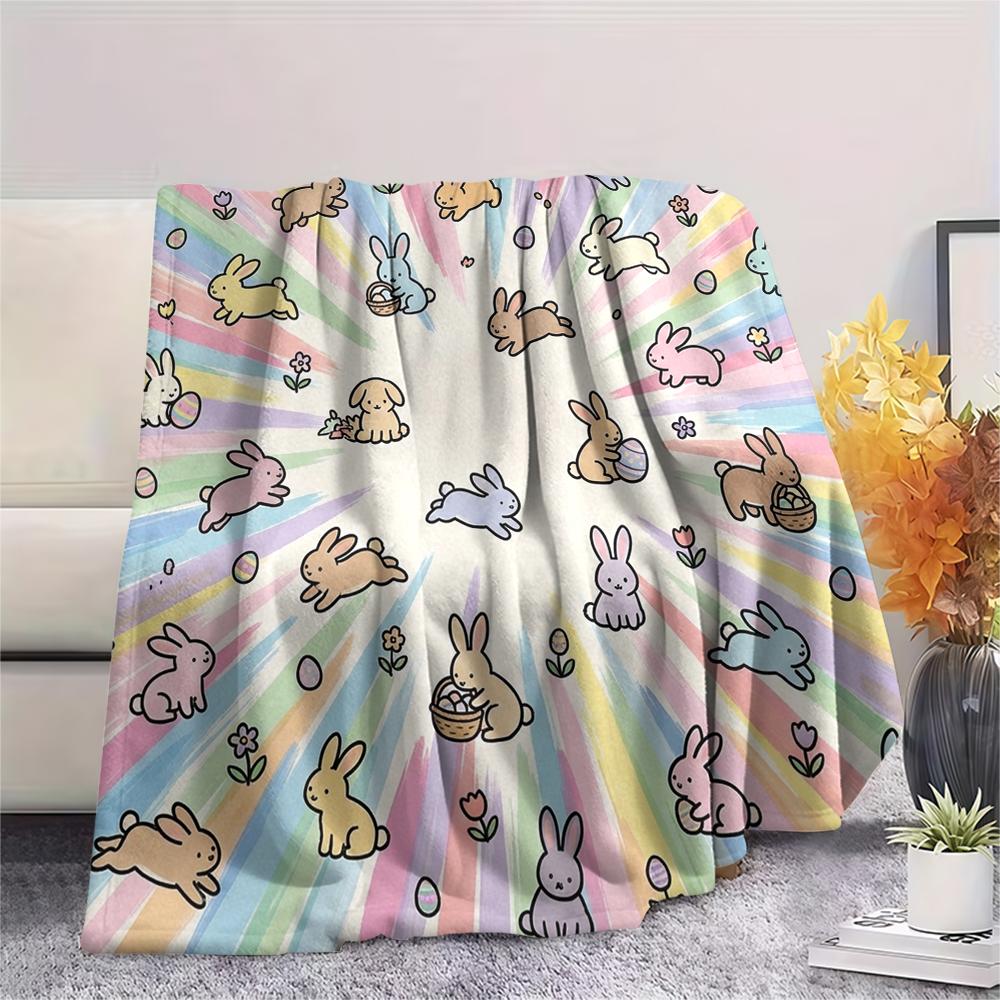 1Pc Cute Cartoon Print Flannel Blanket, High quality Comfortable for All Seasons, Home Decor, Warmth and Comfort, Perfect for Christmas Gifts W51