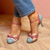 New Style Sweet Female Pumps Round Toe Small Heels 6cm Buckle Strap Bowknot Mixed Color Plus Size 34-43 Spring Dating Shoes