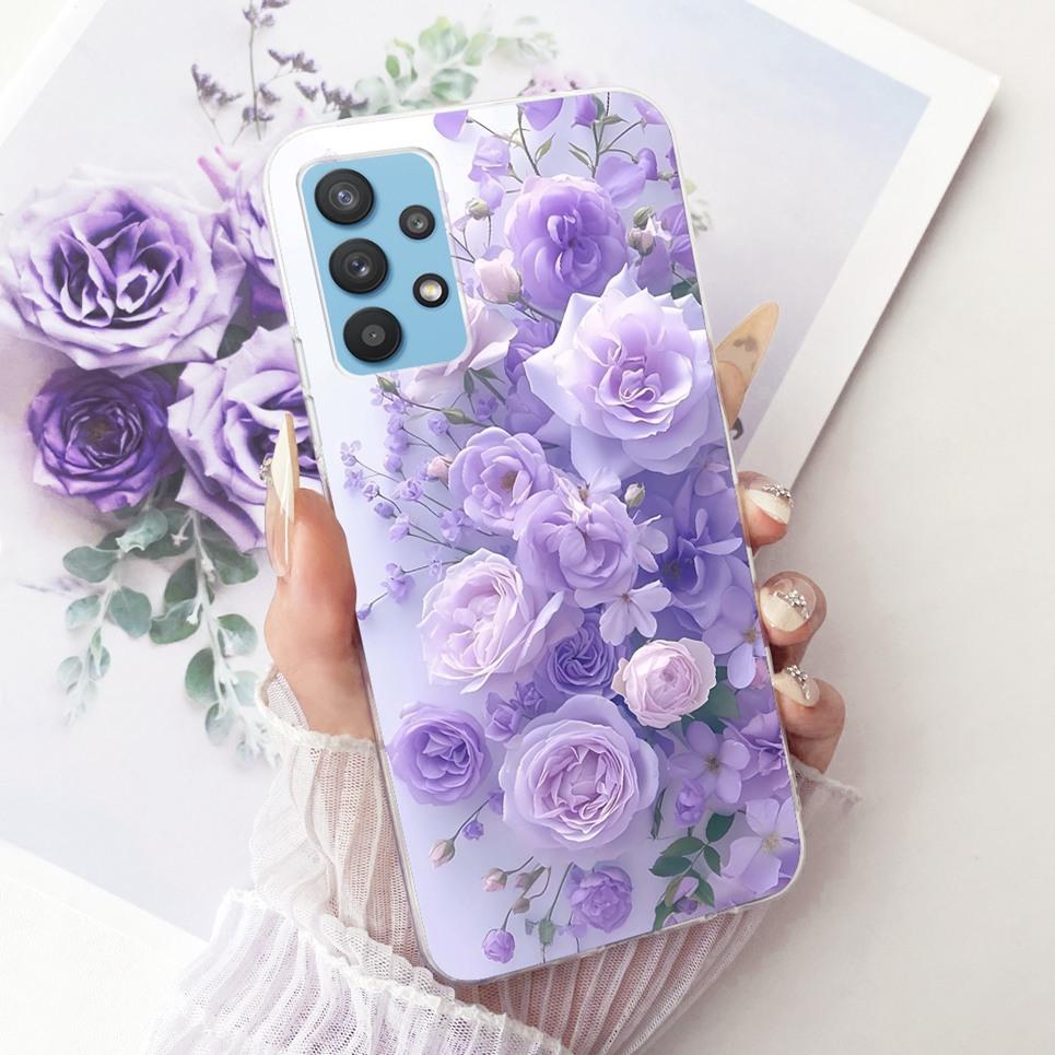 For Samsung Galaxy A32 4G 5G Samsung A33 5G A325F Phone Case Bow Pattern Colorful Butterfly Flower Soft Clear Silicone Casing