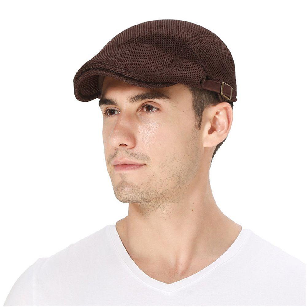Men Newsboy Style Adjustable Golf Hat Beret Hat Peaked Cap Breathable