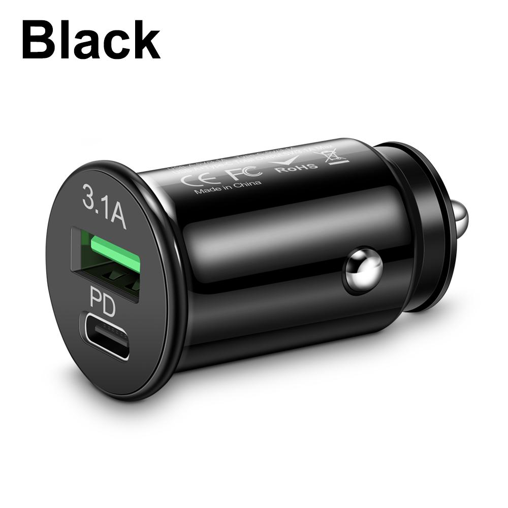 Mini 2 Port USB PD 3.1A Автомобильное зарядное устройство Быстрая зарядка Type C Автомобильные зарядные устройства Адаптер для iPhone Для Samsung Для Xiaomi